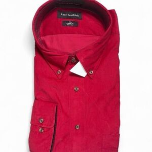 Paul Fredrick Red Long Sleeve Button Up Shirt Cotton Corduroy Type Size XXL NWT